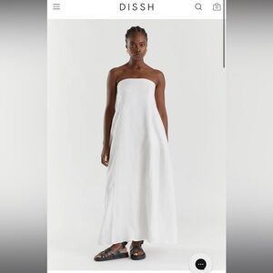 DISSH White Linen Strapless Dress - US 2
